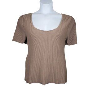 Madewell Womens Short Sleeve Light Umber Ottoman Ribbed Crop Top Size 2X